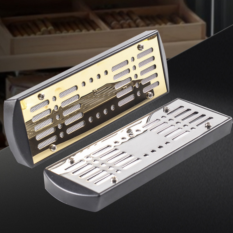 Smoker Box Wood Chip - Humidificador rectangular de Metal dorado y