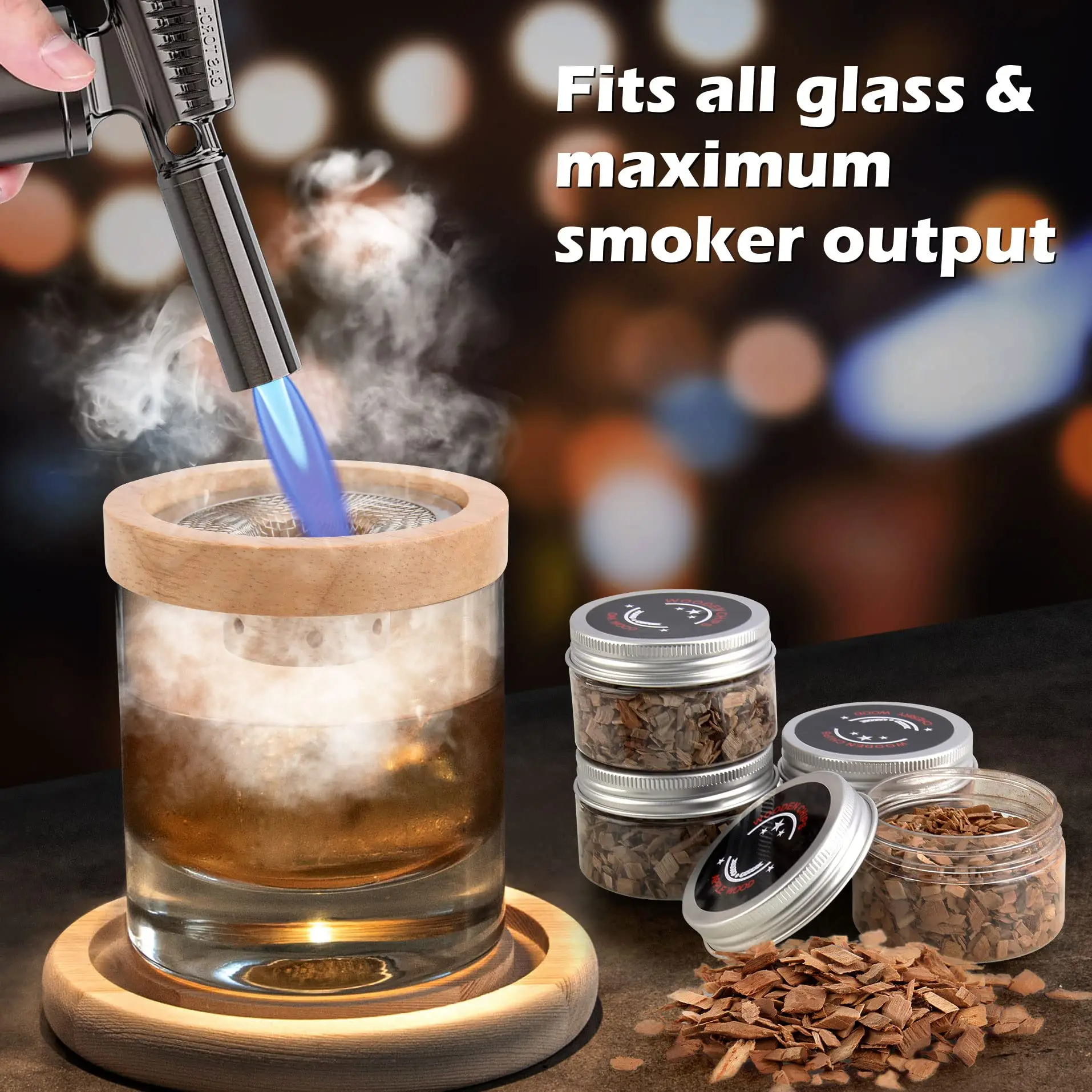 Smoker Box Wood Chip - Juego de ahumador de cócteles, Bar,