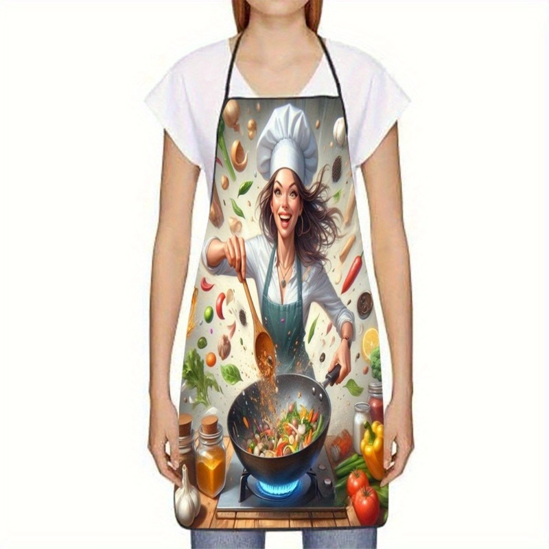 Delantal con estampado de verd - Home Cooking Chef reseña y precio