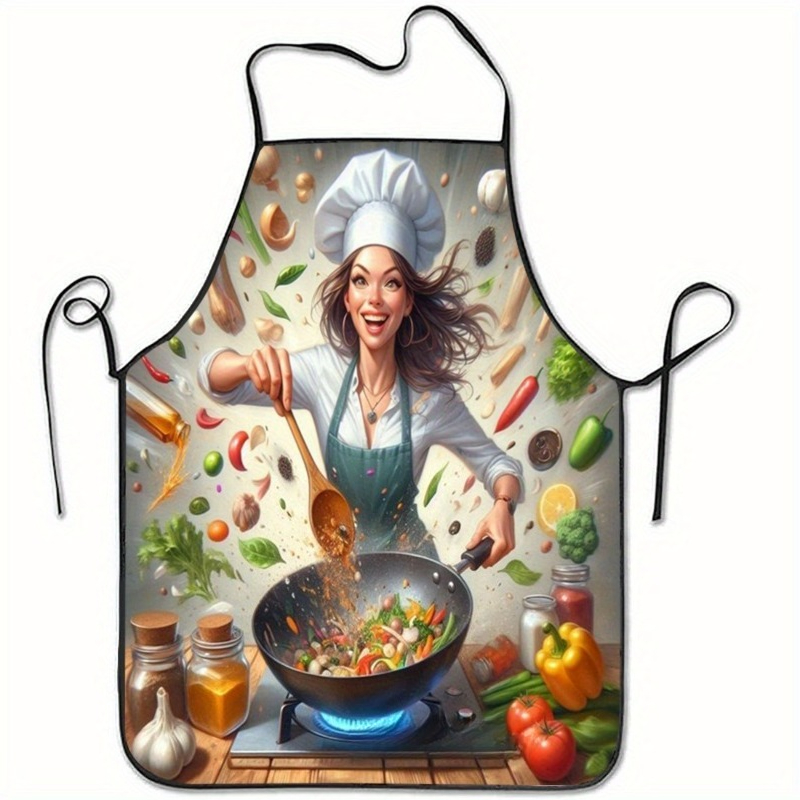 Delantal con estampado de verd - Home Cooking Chef reseña y precio
