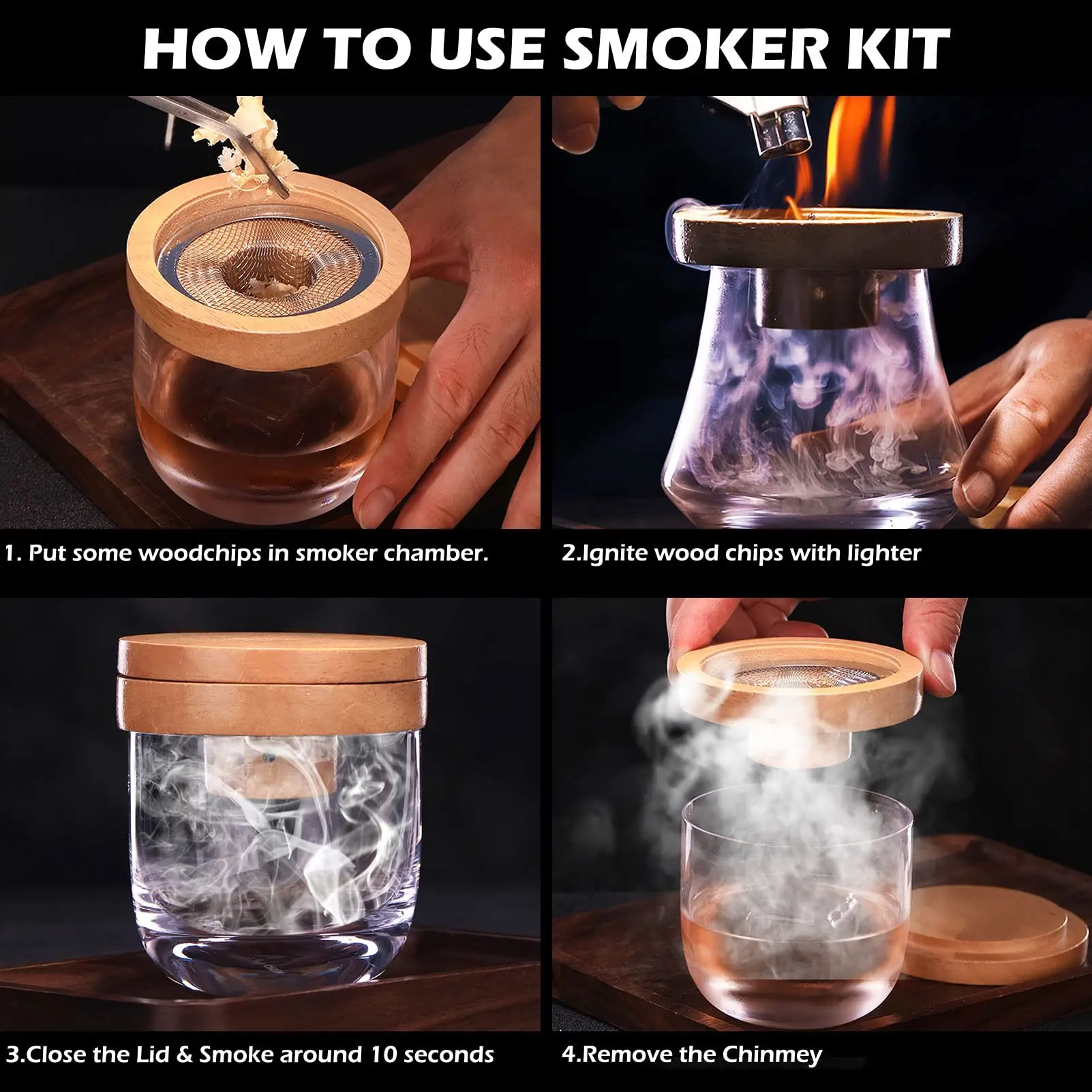 Juego de ahumador de cócteles, - Smoker Box Wood Chip reseña y precio